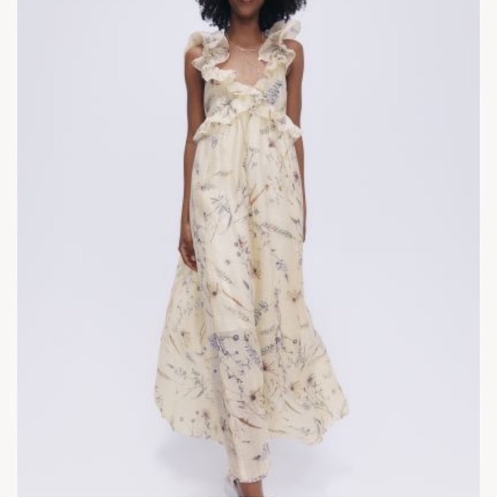 H&M lyocell-blend cream dress size small NWT